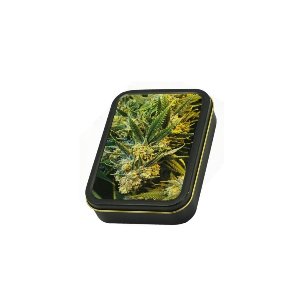 Caixa de Metal Retangular Flores 8x11 cm headshop metal box