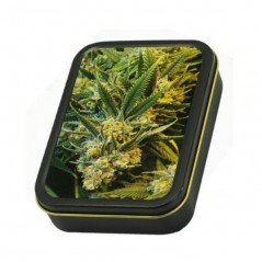 Caixa de Metal Retangular Flores 8x11 cm headshop metal box