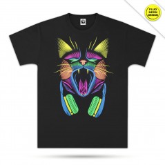 T-Shirt Screaming Cat Neon Fluorescent T-Shirt Femenina