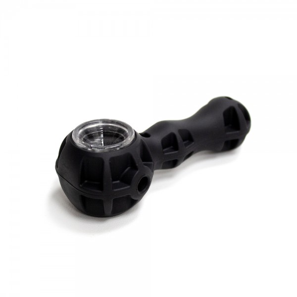 Cachimbo de silicone duro preto com tigela de vidro e pequeno kit de dab Preto