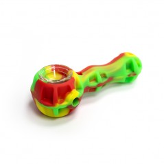 Cachimbo silicone rasta com tigela de vidro kit de dab Preto
