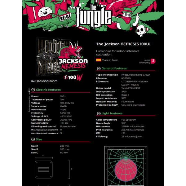 The Jackson 100W Nemesis Regulável- The Junge Led loja de cultivo growshop cultivo indoor lumatek biobizz atami