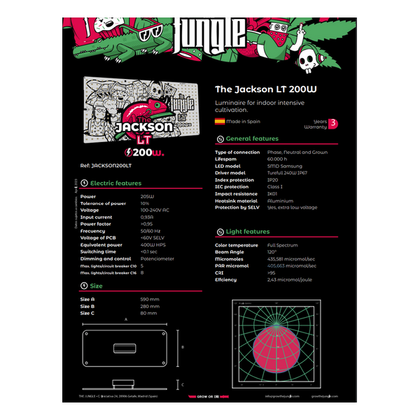 The Jackson 200W LT- The Junge Led LOJA DE CULTIVO ONLINE GARDEN CENTER LED FOR PLANTS GARDENING IN OUR APARTMENT