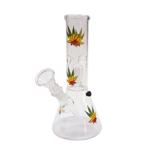 Bong vidro Ice Percolator Rasta Leaves 21 cm