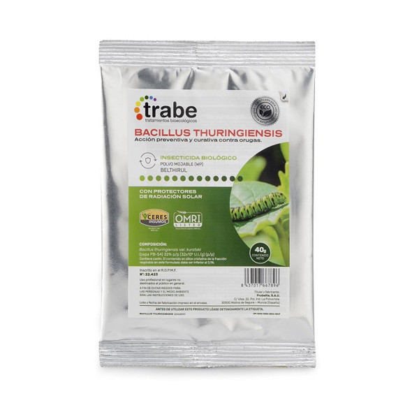 Bacillus Thuringiensis 40gr TRABE garden center loja de cultivo online Bio insecticide