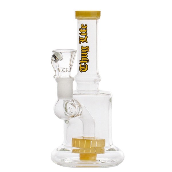 Bong Vidro Percolator Thug Life Yellow 17 cm