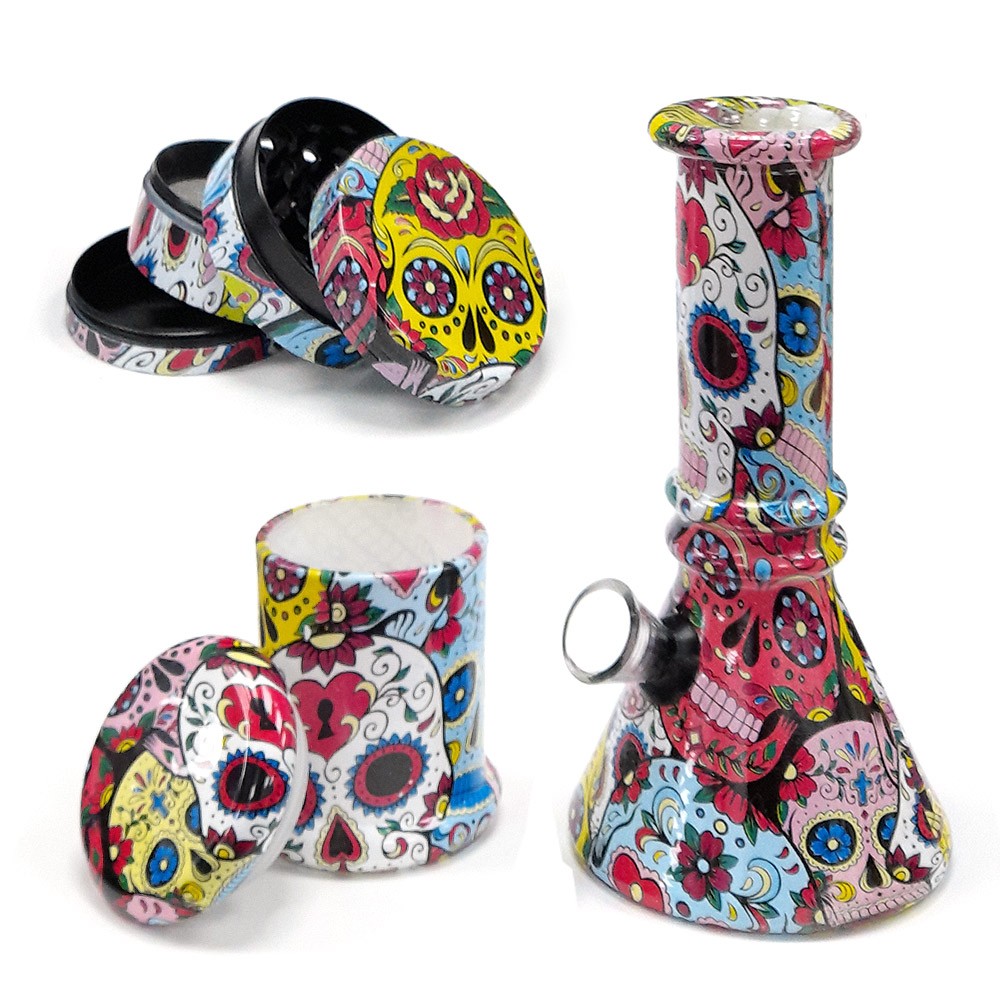 Kit Bong de Vidro skull 15cm garden center loja de cultivo online
